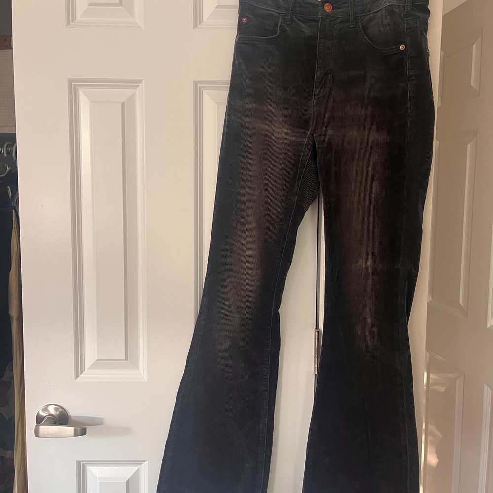 Pilcro Blue-Grey Flare Leg Corduroy